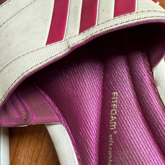 Adidas Women's Pink and White Slide Sandals Sporty Size 9 Logo Used Slip On - Picture 5 of 5